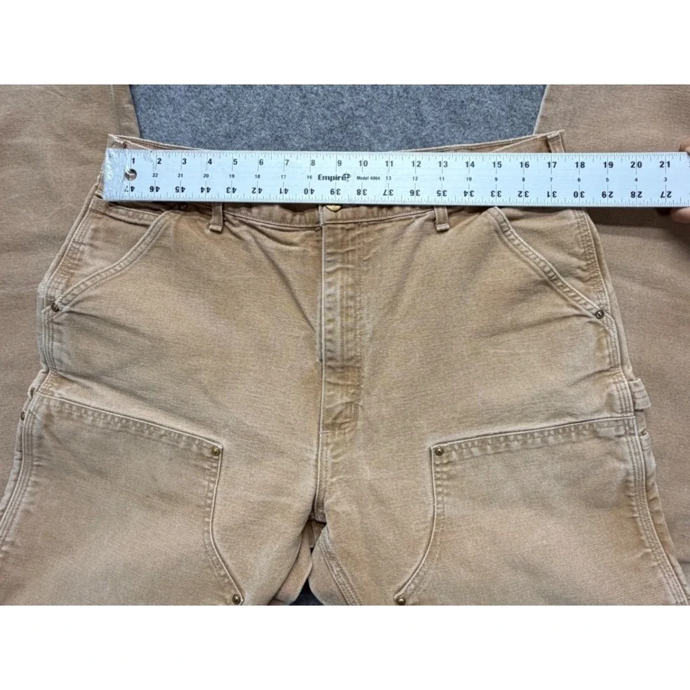 Carhartt B01 BRN Double Front Logger Dungaree Pants Brown UFCW Made in USA 38x34